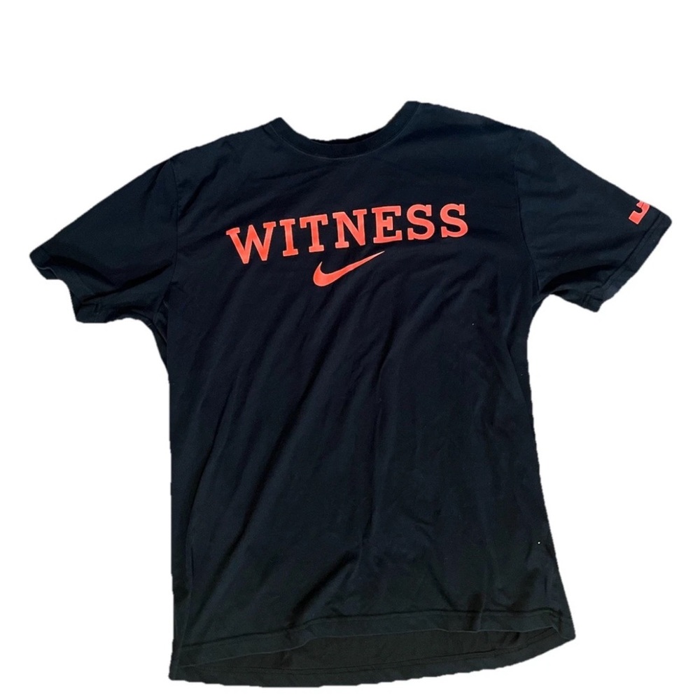 Sz L NIKE Black Labron James WITNESS Dri Fit T-Shirt GOAT Basketball Fan Gear